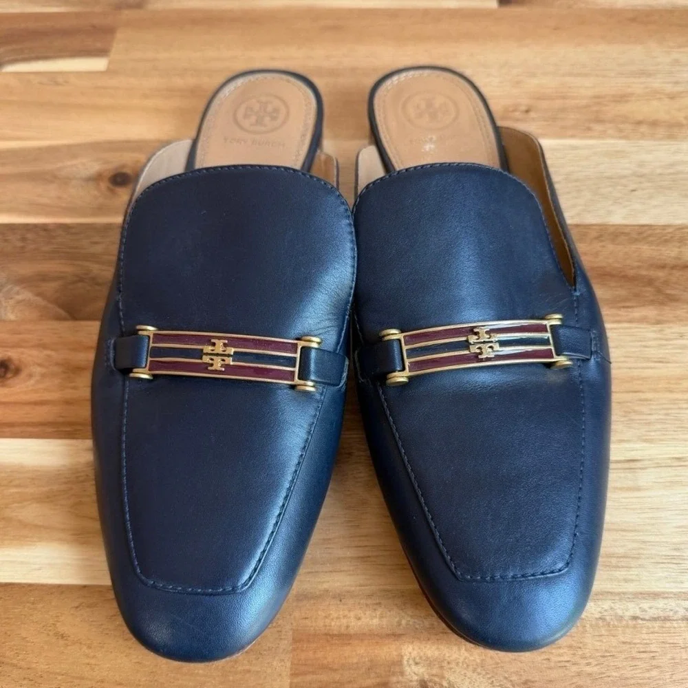 Tory Burch Amelia Backless Loafer Navy Blue Size 9